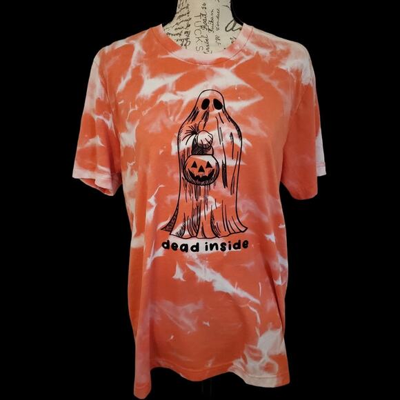 Dead Inside Funny Ghost Bleach Tie-Dye Tee Large - Picture 1 of 3